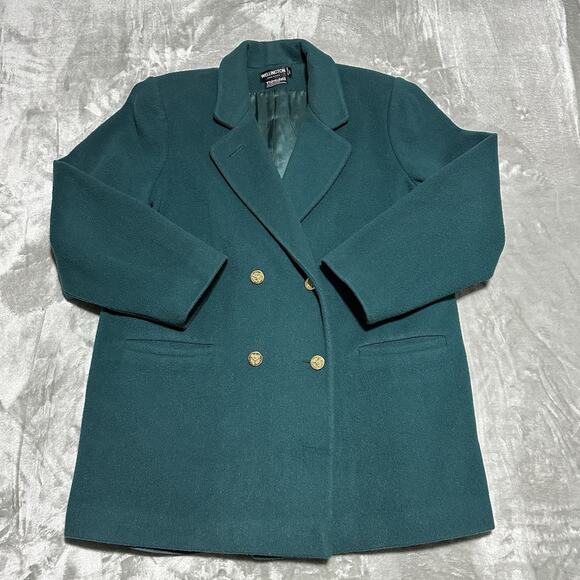 Vintage Wellington PeaCoat Womens 14R Emerald Green ILGWU Thinsulate Wool USA - Picture 1 of 11